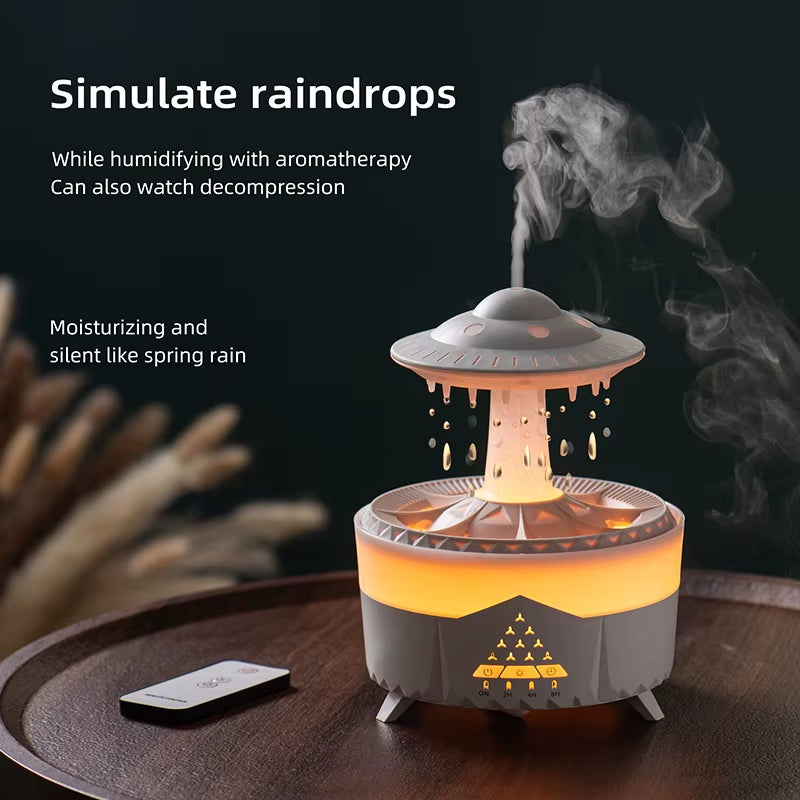 350Ml Aroma Air Humidifier Mini Usb Remote Control Raindrop Colorful Light Aromatherapy Room Rain Cloud Aroma Oil Diffuser