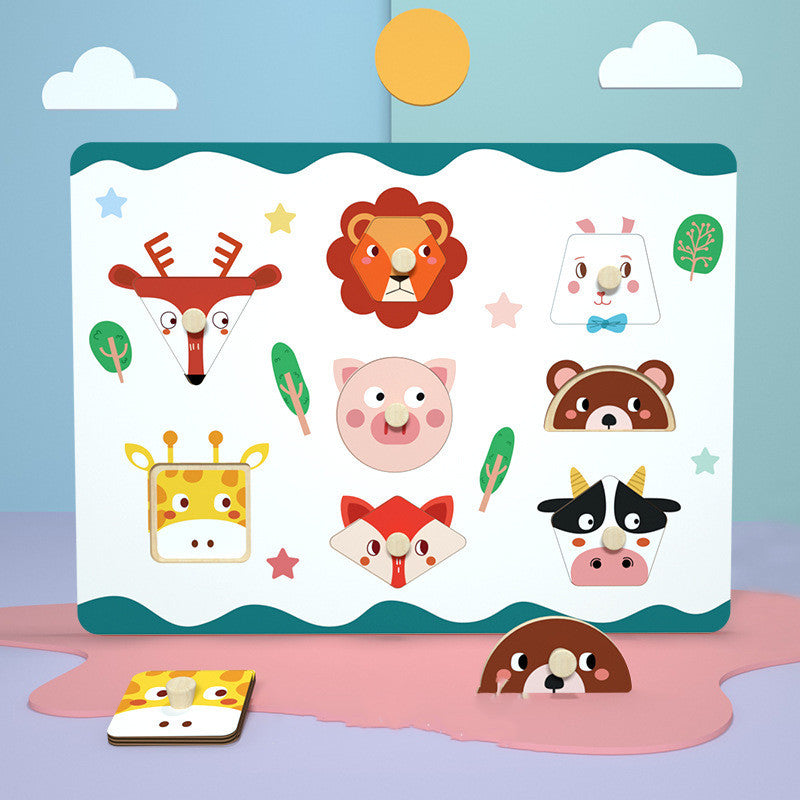 3D Puzzles Cartoon Animals Montessori Wooden Puzzles Hand Grab Boards Tangram Jigsaw Educational Toy